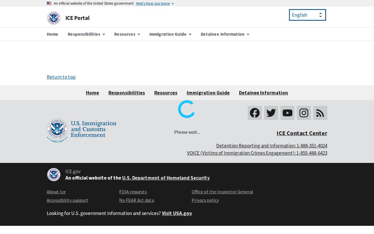 ICE detention information portal for a Lincoln County transfer and release