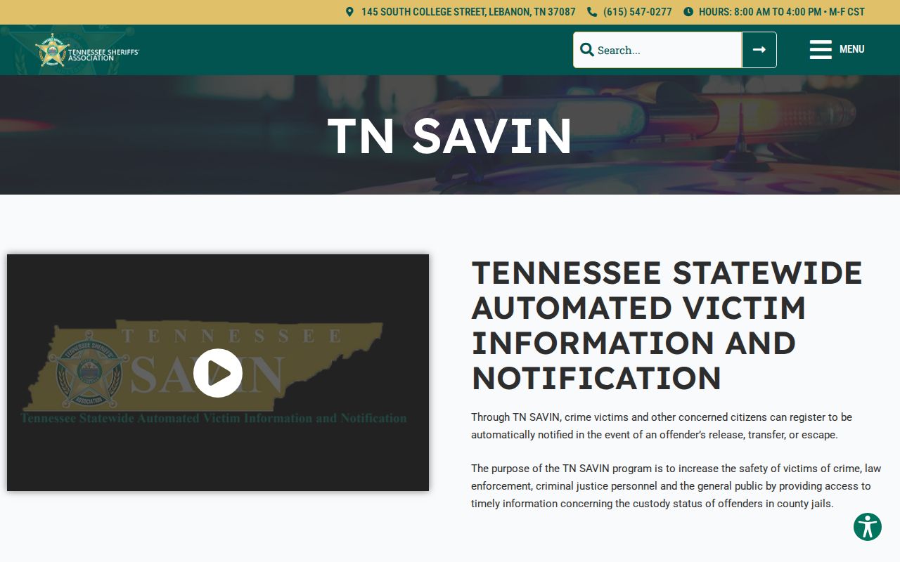 Lincoln County released inmate TN SAVIN alert information
